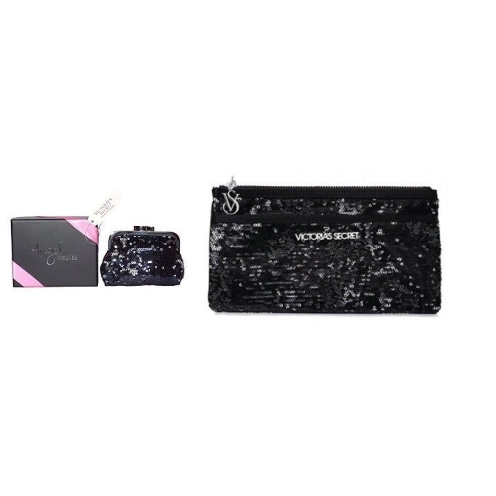 2pc VICTORIA SECRET sequin clutch wallet coin purse brand new